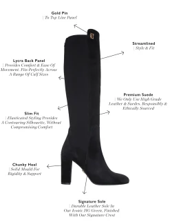 Albany Heeled Boot (Black Suede)