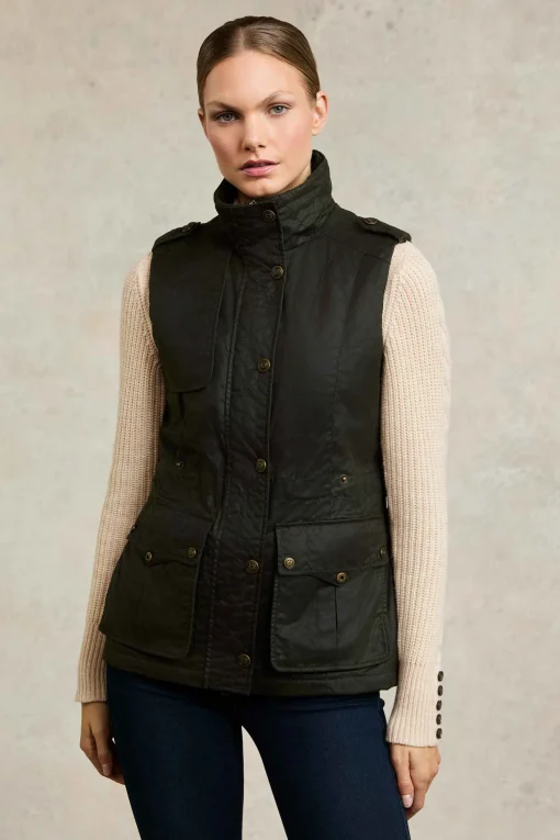 Alma Wax Gilet (Dark Olive)
