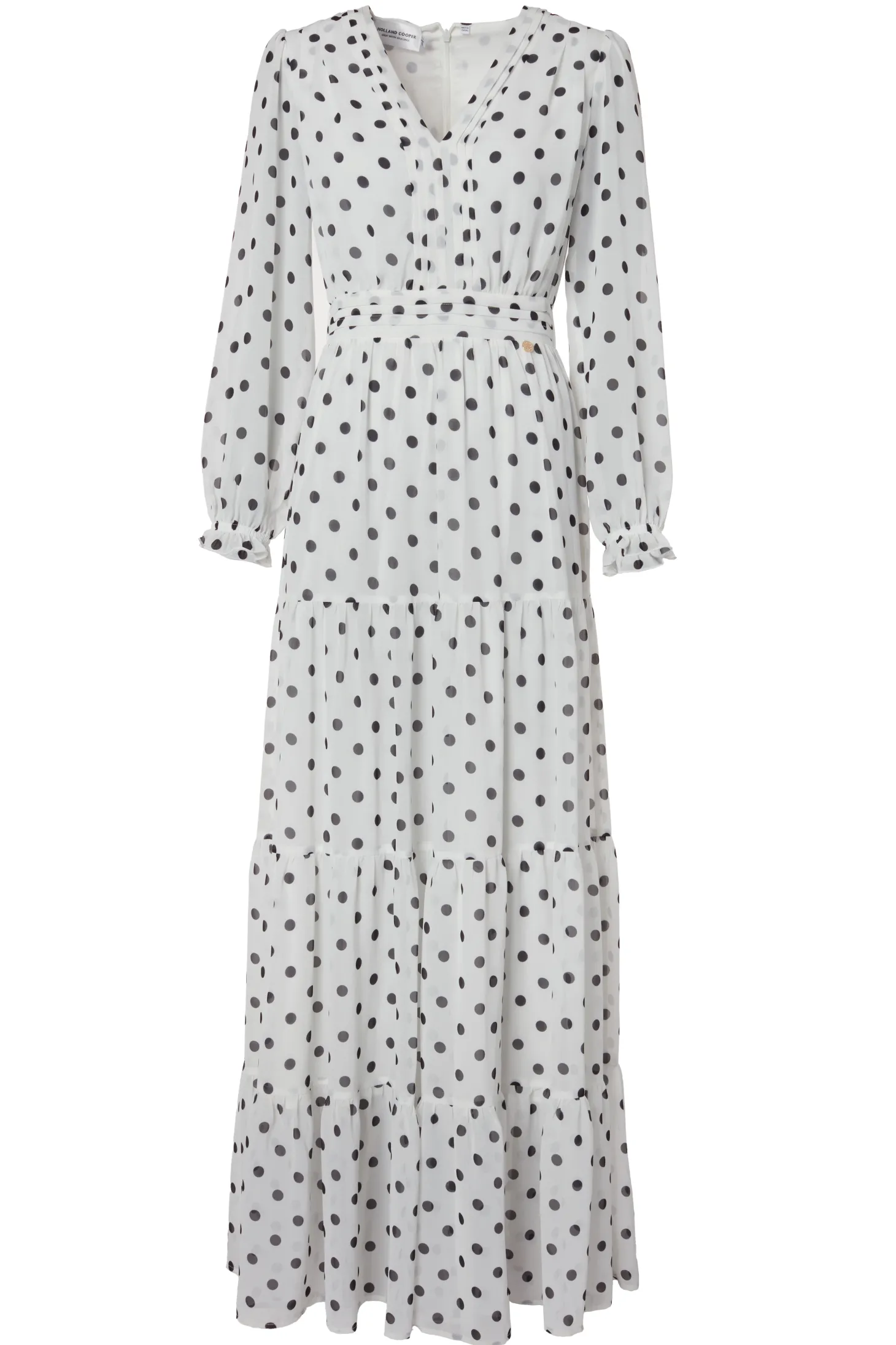 Bella Tiered Maxi Dress (White Black Polka Dot)