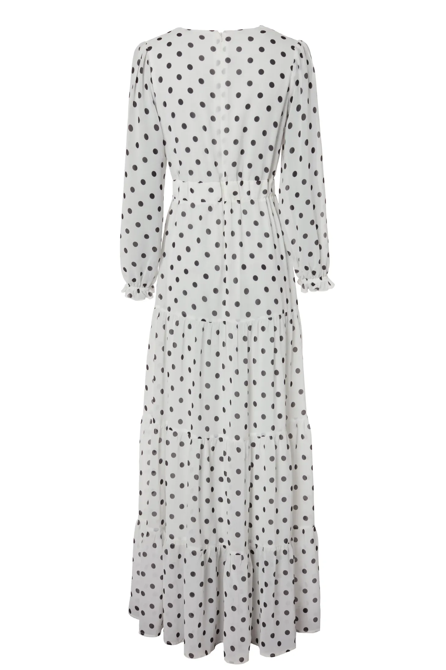 Bella Tiered Maxi Dress (White Black Polka Dot)