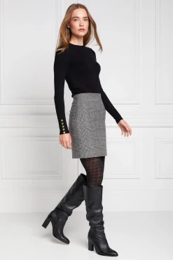 Buttoned Knit Crew Neck (Black)