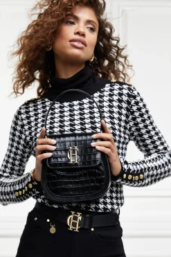 Chelsea Saddle Bag (Black Croc)
