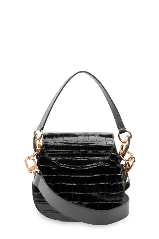 Chelsea Saddle Bag (Black Croc)