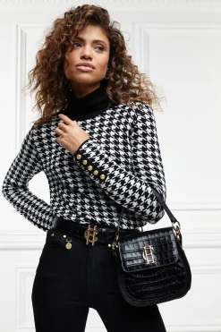 Chelsea Saddle Bag (Black Croc)