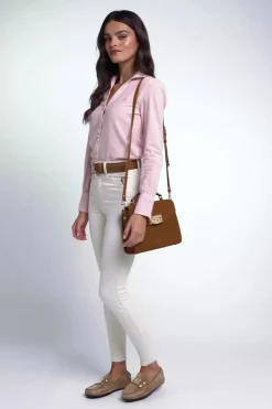 Classic V-Neck Blouse (Pink Stripe)