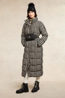 Crawford Longline Coat (Ecru Houndstooth)