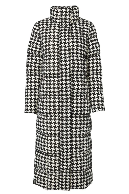 Crawford Longline Coat (Ecru Houndstooth)