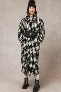 Crawford Longline Coat (Ecru Houndstooth)