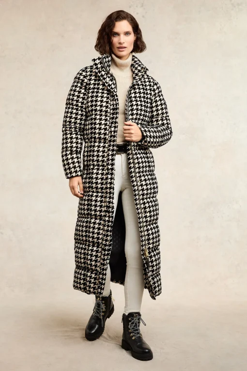 Crawford Longline Coat (Ecru Houndstooth)