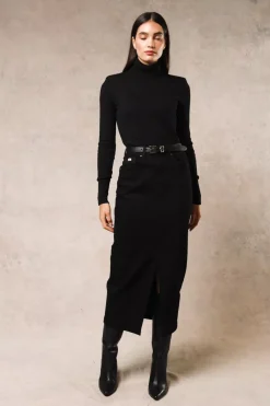 Denim Maxi Skirt (Black)