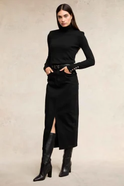 Denim Maxi Skirt (Black)