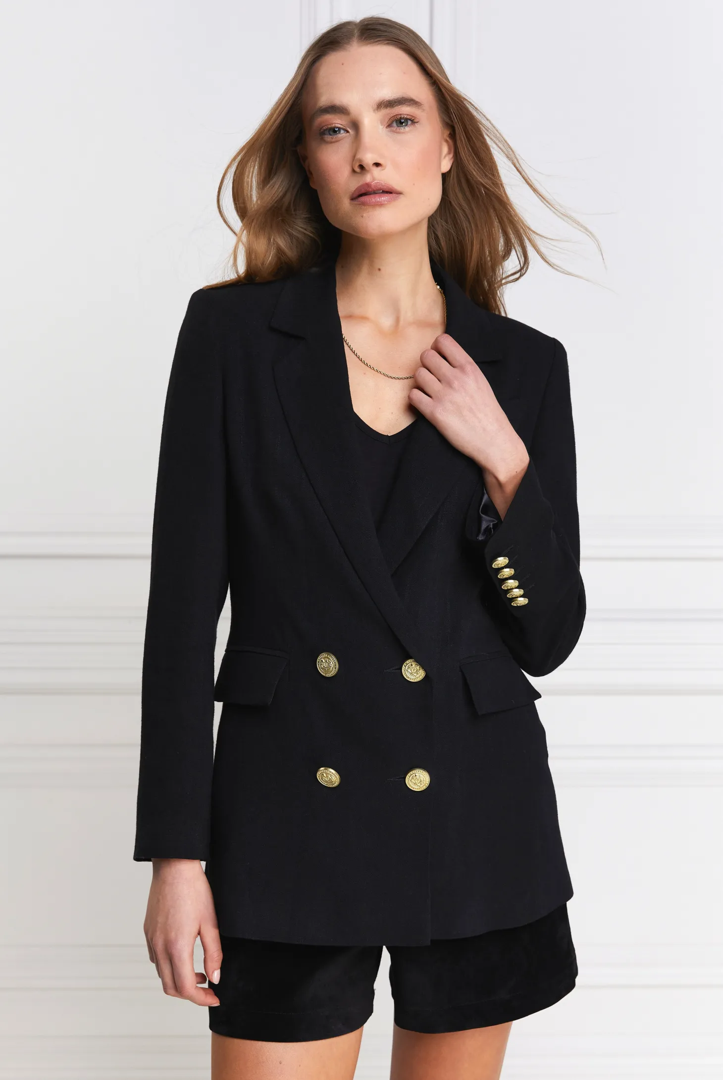 Double Breasted Blazer (Black Linen)