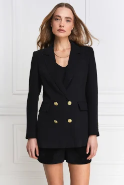 Double Breasted Blazer (Black Linen)
