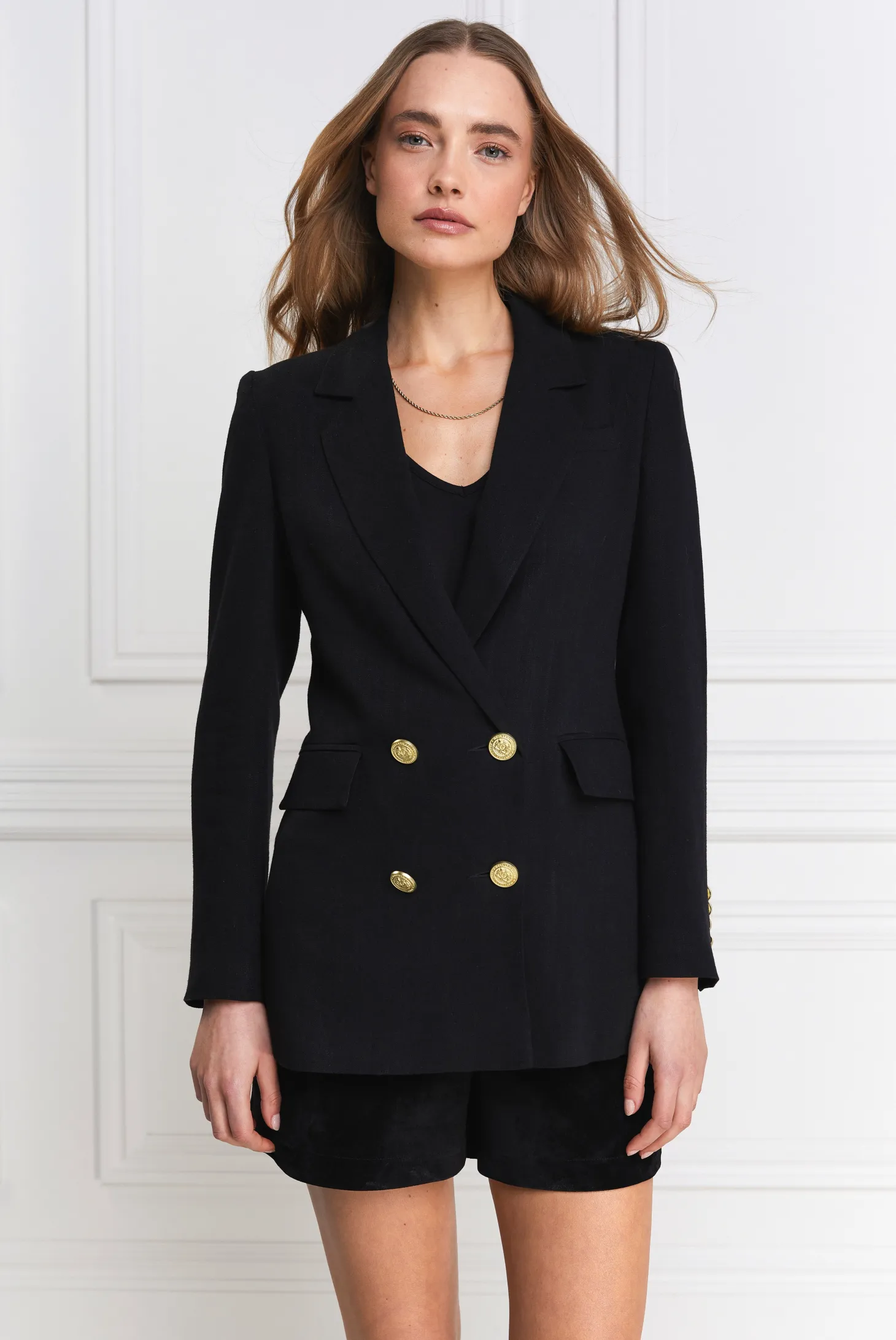 Double Breasted Blazer (Black Linen)