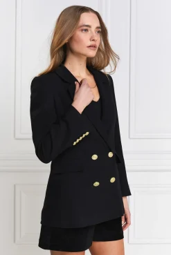 Double Breasted Blazer (Black Linen)