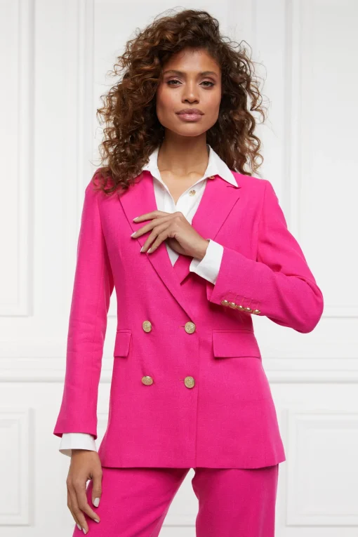 Double Breasted Blazer (Hot Pink Linen)