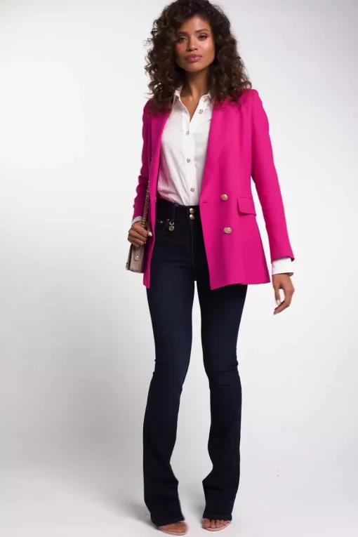 Double Breasted Blazer (Hot Pink Linen)