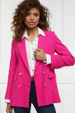 Double Breasted Blazer (Hot Pink Linen)
