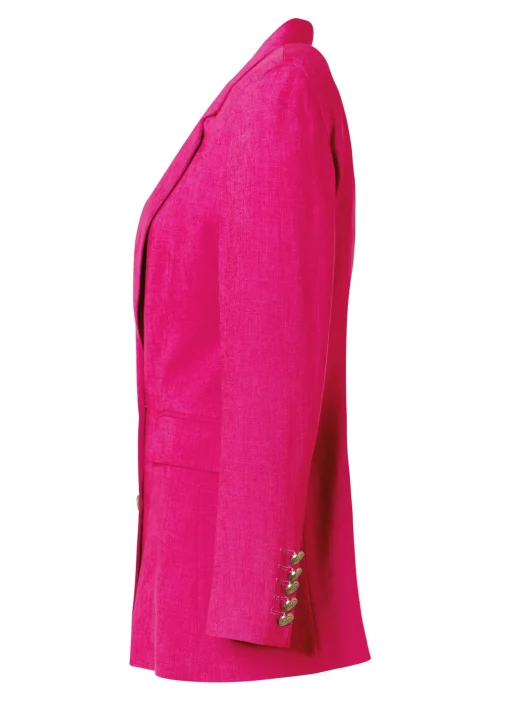 Double Breasted Blazer (Hot Pink Linen)