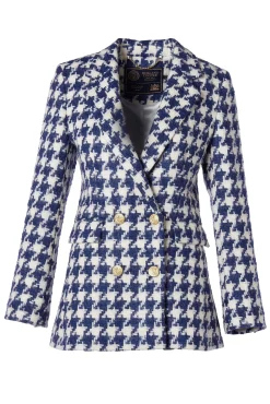 Double Breasted Blazer (Large Scale Navy Houndstooth)