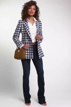 Double Breasted Blazer (Large Scale Navy Houndstooth)