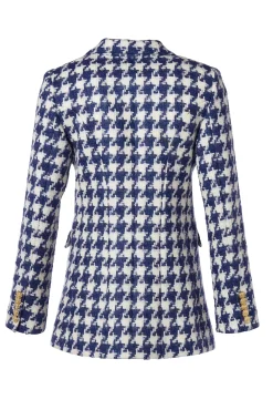 Double Breasted Blazer (Large Scale Navy Houndstooth)