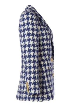 Double Breasted Blazer (Large Scale Navy Houndstooth)