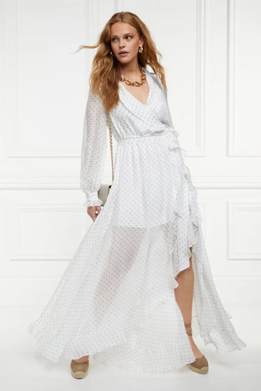 Ellisa Maxi Dress (Ecru Polka Dot)