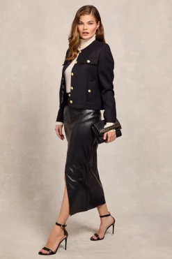 Faux Leather Maxi Skirt (Black)