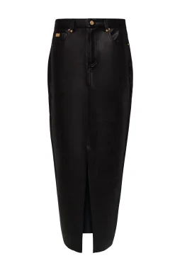 Faux Leather Maxi Skirt (Black)