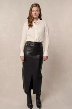 Faux Leather Maxi Skirt (Black)