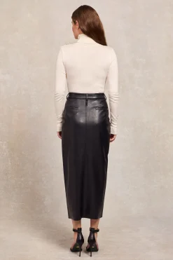 Faux Leather Maxi Skirt (Black)