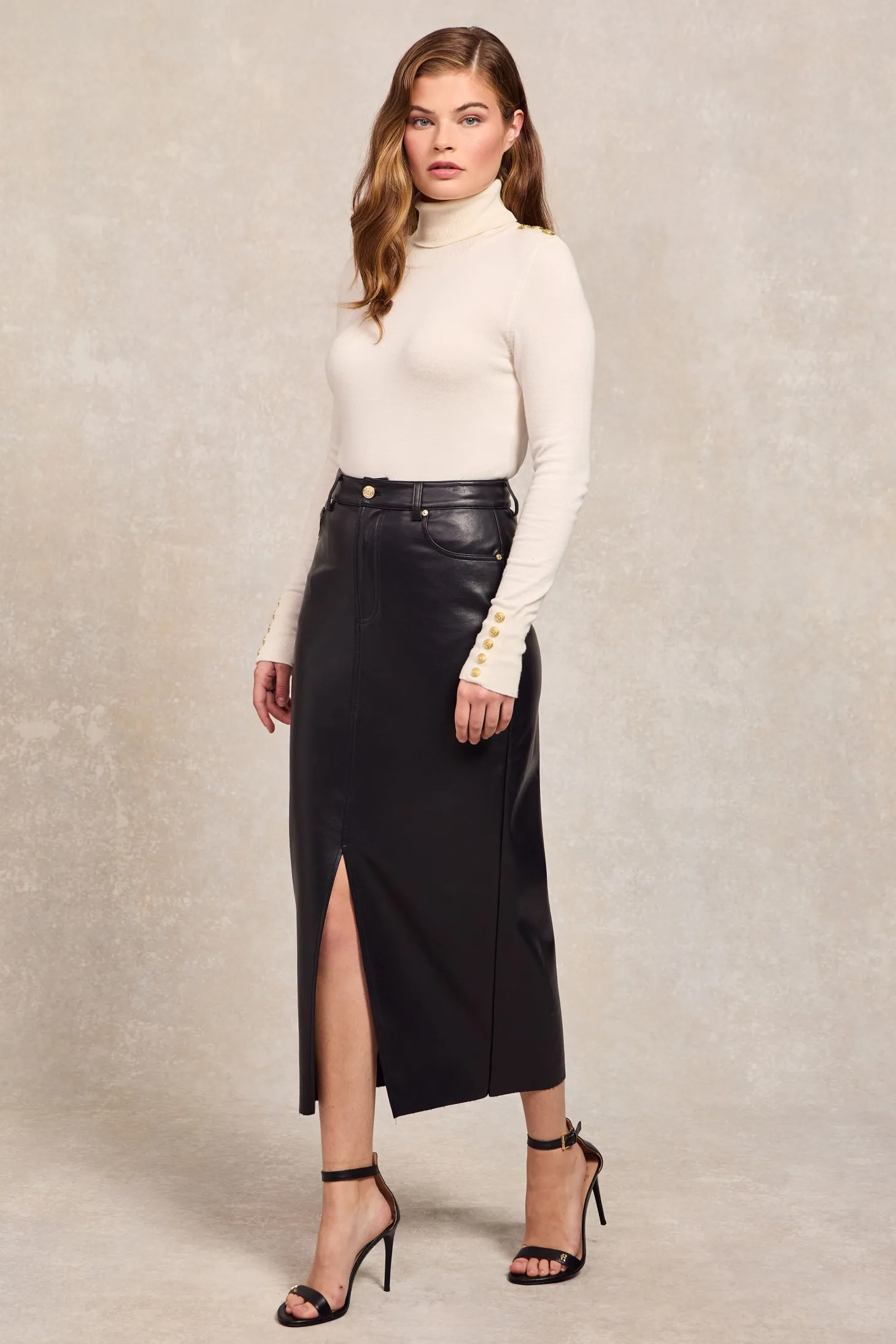 Faux Leather Maxi Skirt (Black)
