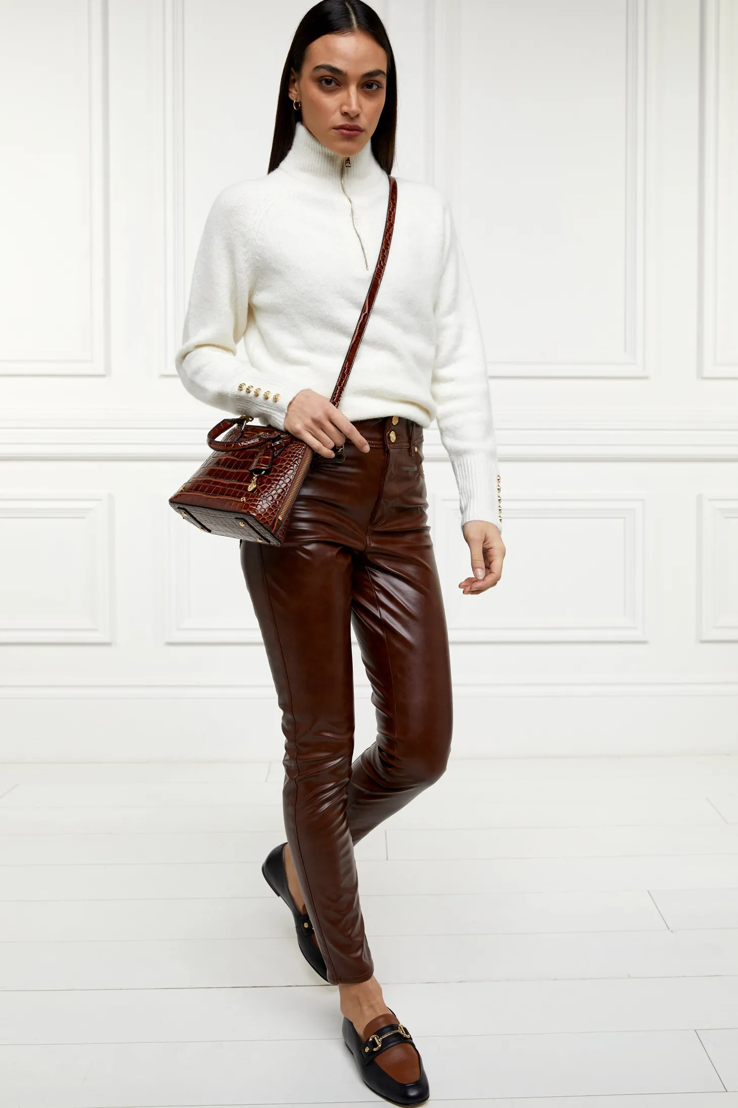 Faux Leather Skinny Jean (Burnished Tan)