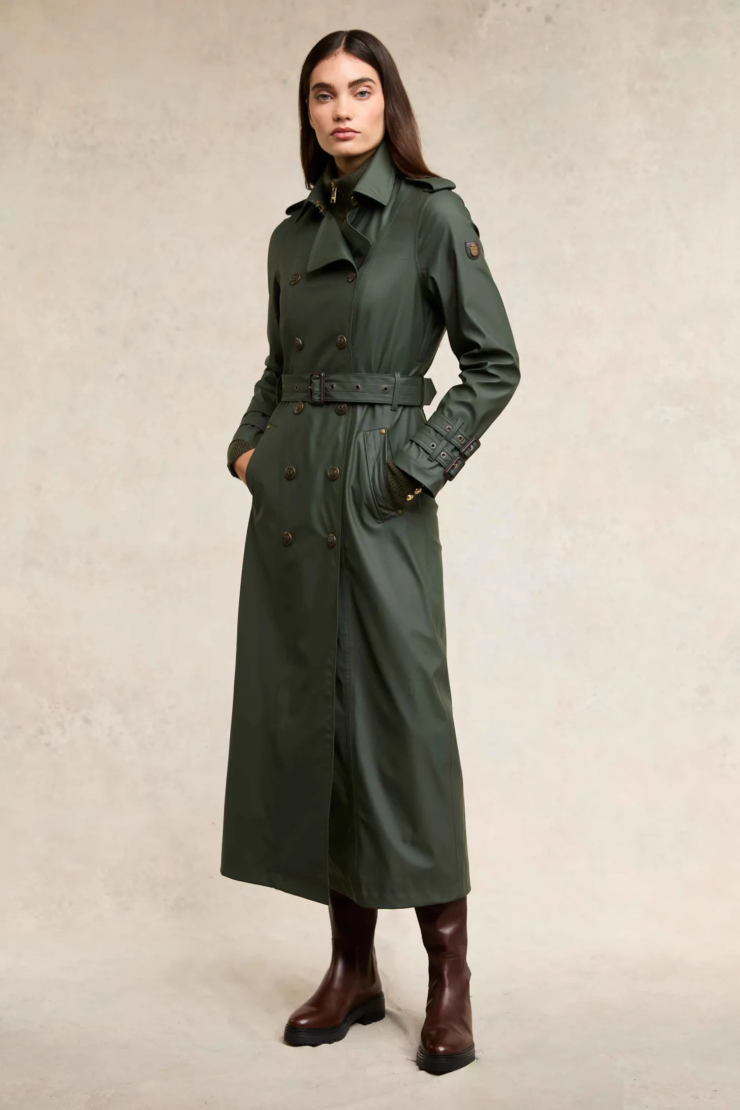 Full Length Kendal Waterproof Trench Coat (Evergreen)