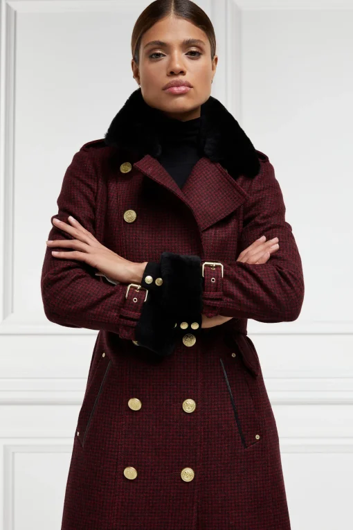Gold Label Trench (Deep Red Houndstooth)