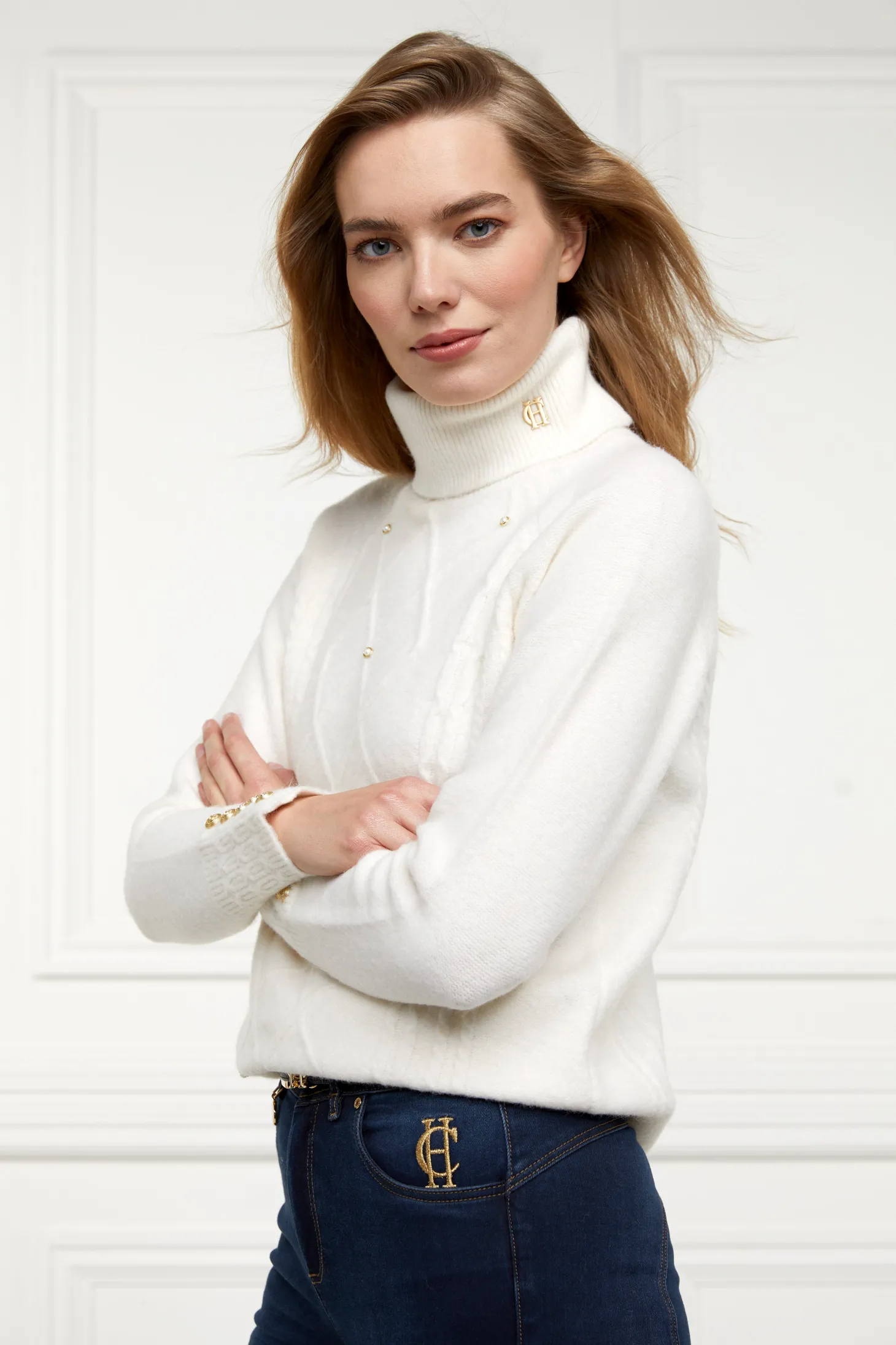 Harlow Roll Neck Knit (Ecru)