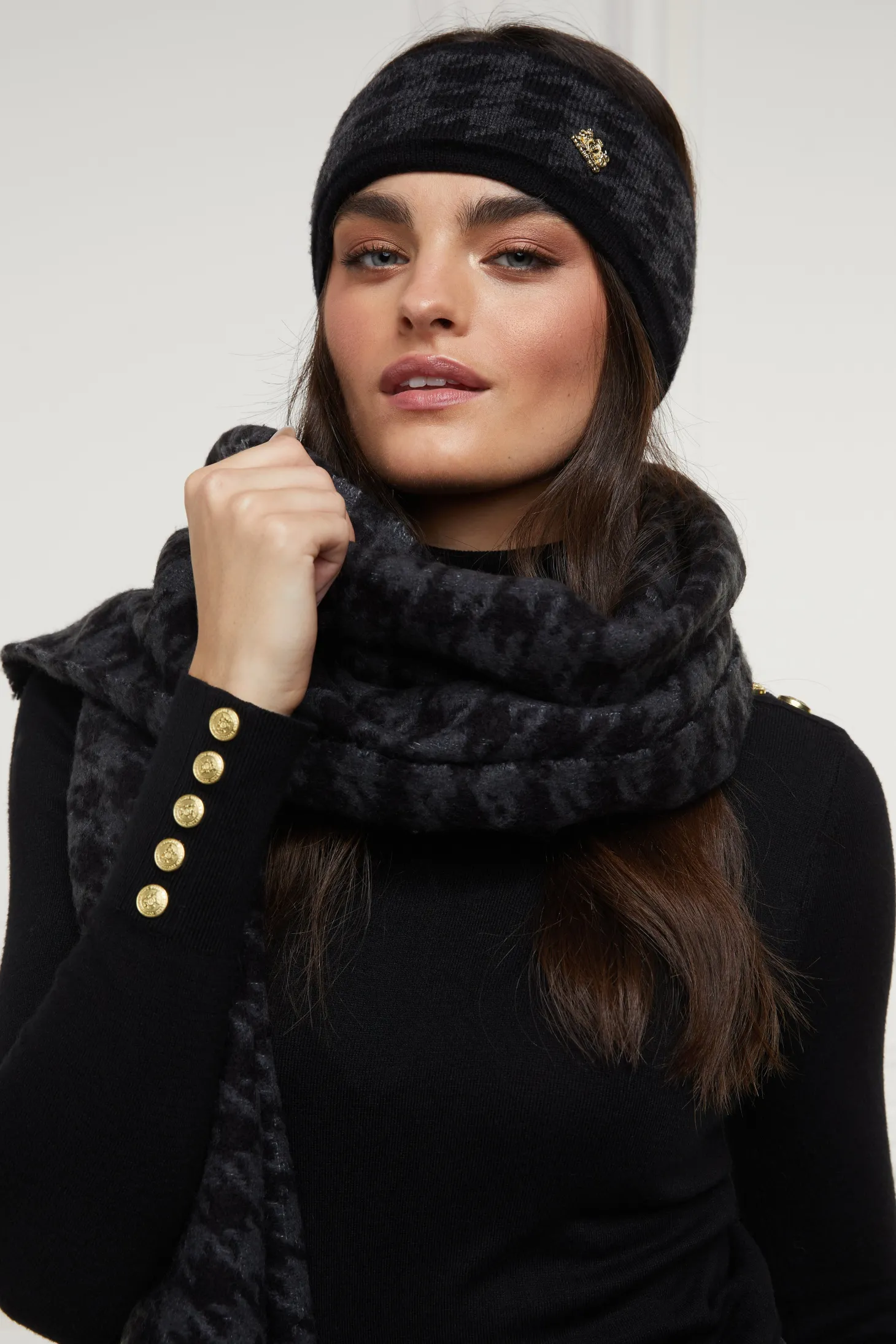 Heritage Headband (Grey Houndstooth)