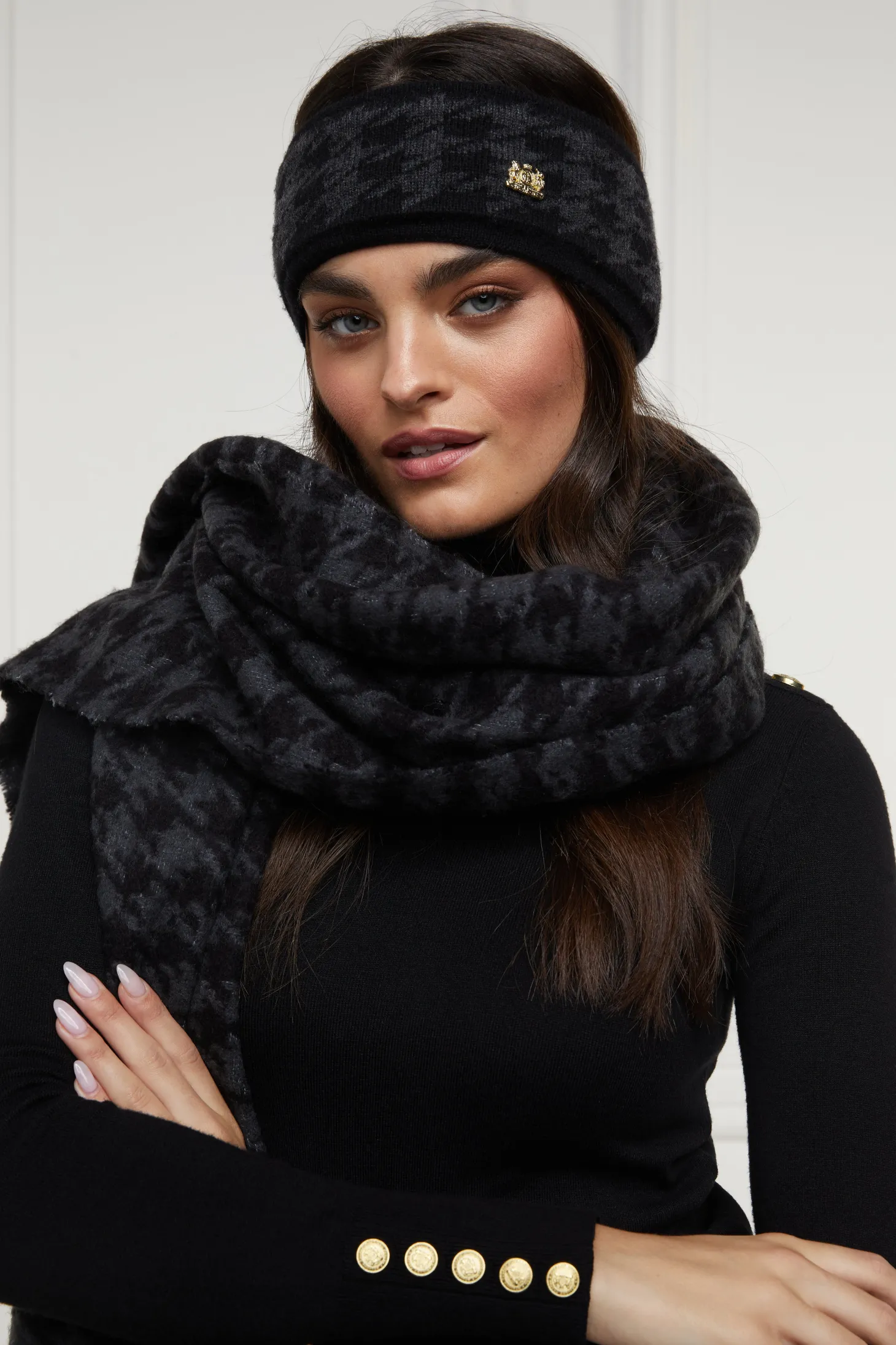 Heritage Headband (Grey Houndstooth)