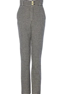 High Waisted Peg Trouser (Houndstooth)