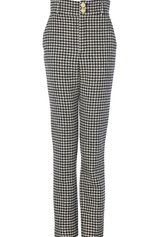 High Waisted Peg Trouser (Houndstooth)