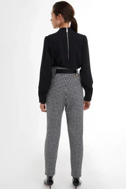 High Waisted Peg Trouser (Houndstooth)