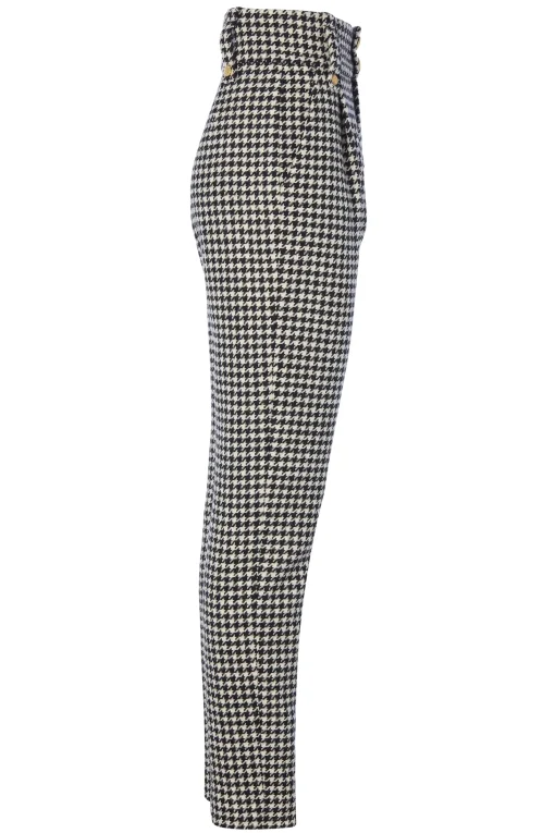 High Waisted Peg Trouser (Houndstooth)