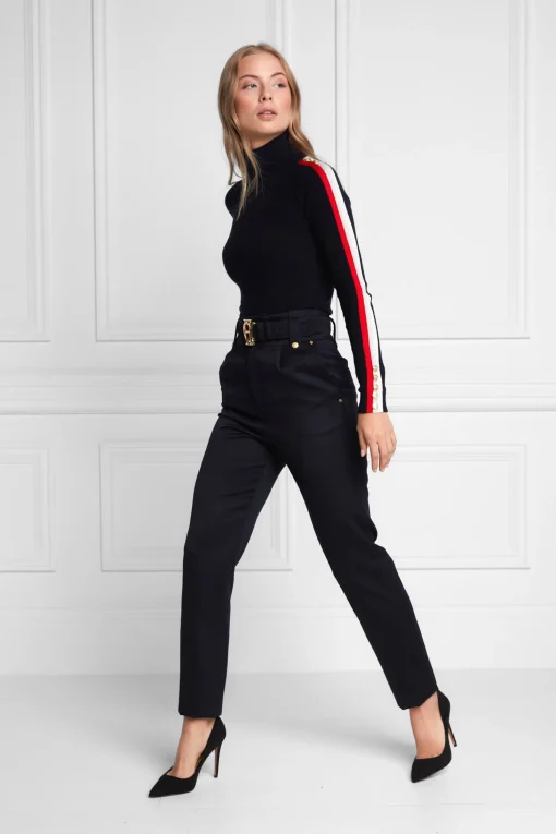 High Waisted Peg Trouser (Navy Barathea)