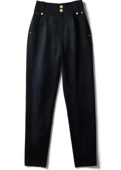 High Waisted Peg Trouser (Navy Barathea)