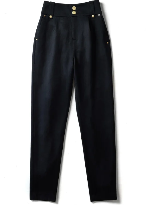 High Waisted Peg Trouser (Navy Barathea)