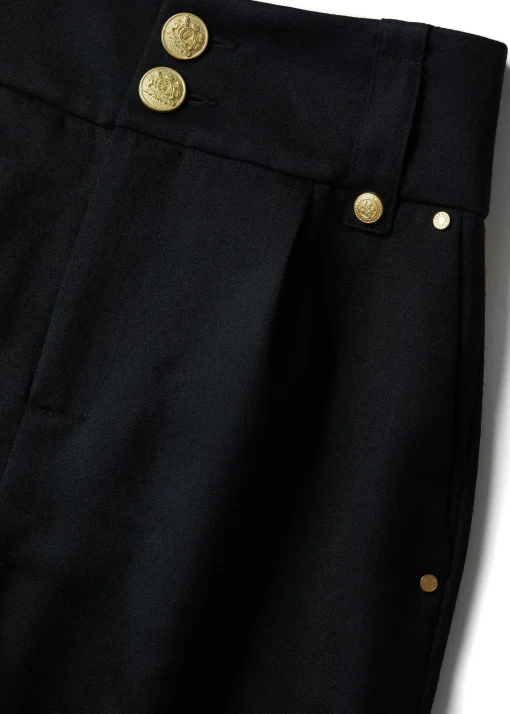 High Waisted Peg Trouser (Navy Barathea)