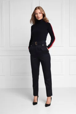 High Waisted Peg Trouser (Navy Barathea)