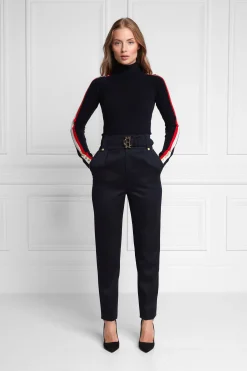 High Waisted Peg Trouser (Navy Barathea)