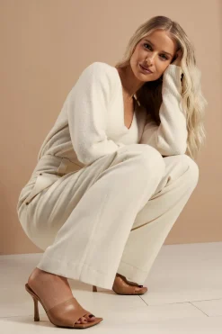 High Waisted Straight Trouser (Ivory)